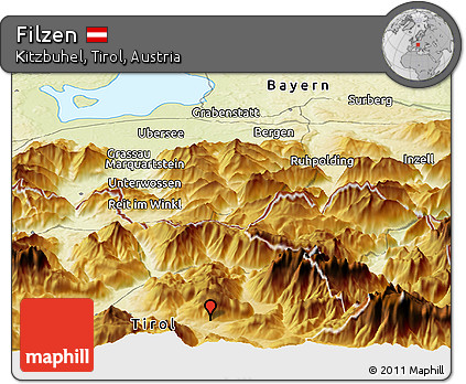 Physical Panoramic Map of Filzen