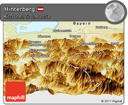 Physical Panoramic Map of Hinterberg