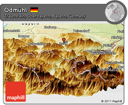Physical Panoramic Map of Ödmühl