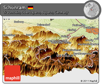 Physical Panoramic Map of Schönram