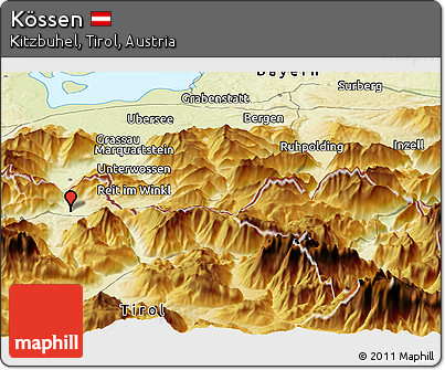 Physical Panoramic Map of Kössen