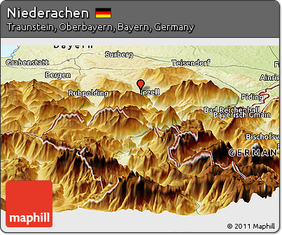 Physical Panoramic Map of Niederachen