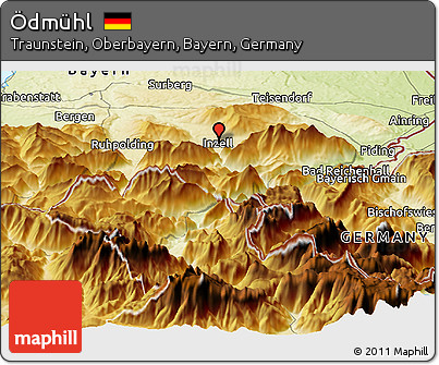 Physical Panoramic Map of Ödmühl