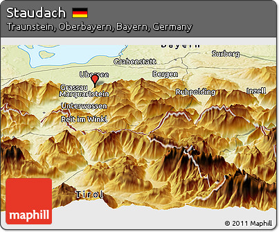 Physical Panoramic Map of Staudach