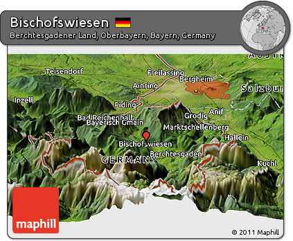 Satellite Panoramic Map of Bischofswiesen