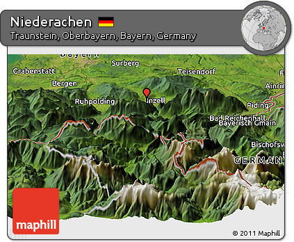 Satellite Panoramic Map of Niederachen