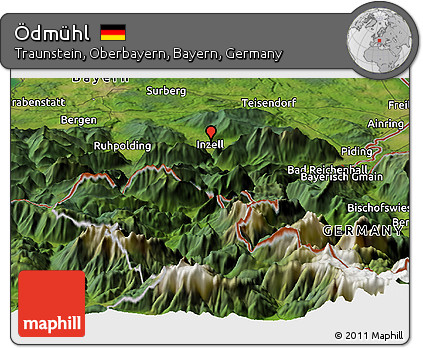 Satellite Panoramic Map of Ödmühl