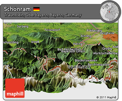 Satellite Panoramic Map of Schönram