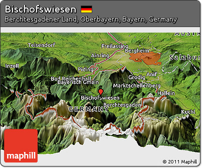 Satellite Panoramic Map of Bischofswiesen