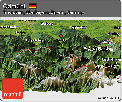 Satellite Panoramic Map of Ödmühl