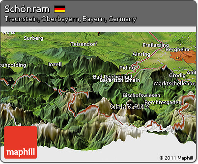 Satellite Panoramic Map of Schönram