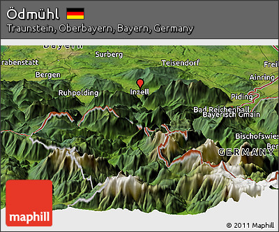 Satellite Panoramic Map of Ödmühl