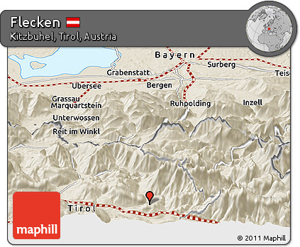 Shaded Relief Panoramic Map of Flecken