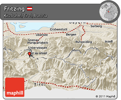 Shaded Relief Panoramic Map of Fritzing