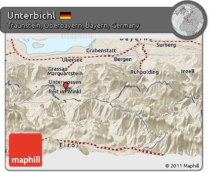Shaded Relief Panoramic Map of Unterbichl