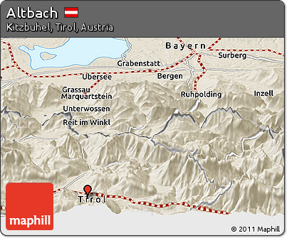 Shaded Relief Panoramic Map of Altbach