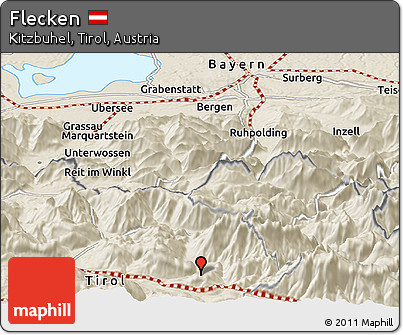 Shaded Relief Panoramic Map of Flecken