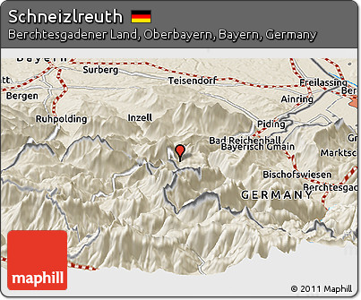 Shaded Relief Panoramic Map of Schneizlreuth