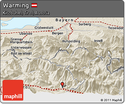 Shaded Relief Panoramic Map of Warming