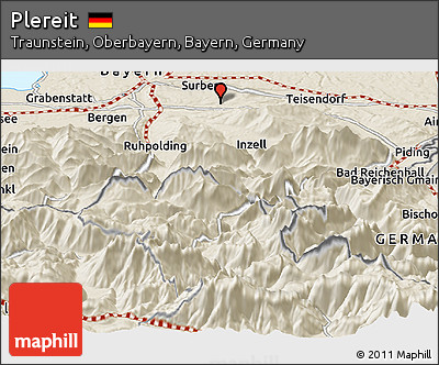 Shaded Relief Panoramic Map of Plereit