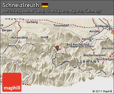 Shaded Relief Panoramic Map of Schneizlreuth