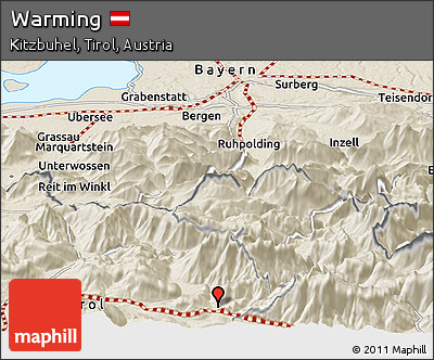 Shaded Relief Panoramic Map of Warming