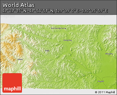 Physical 3D Map of the Area around 47° 41' 6" N, 130° 7' 30" E