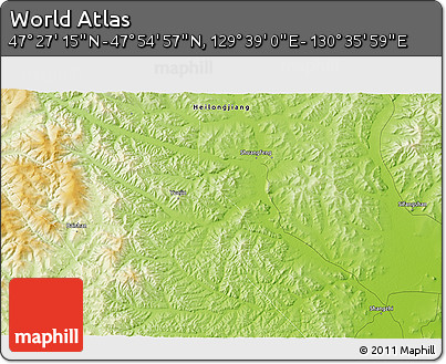 Physical 3D Map of the Area around 47° 41' 6" N, 130° 7' 30" E