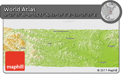 Physical Panoramic Map of the Area around 47° 41' 6" N, 130° 7' 30" E
