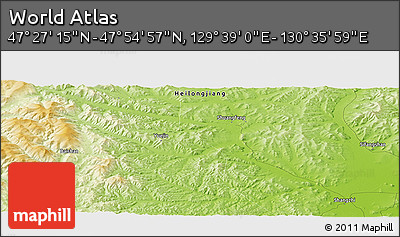 Physical Panoramic Map of the Area around 47° 41' 6" N, 130° 7' 30" E