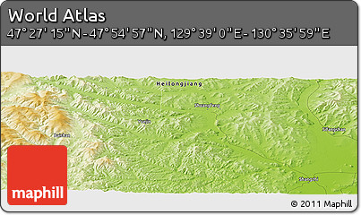 Physical Panoramic Map of the Area around 47° 41' 6" N, 130° 7' 30" E