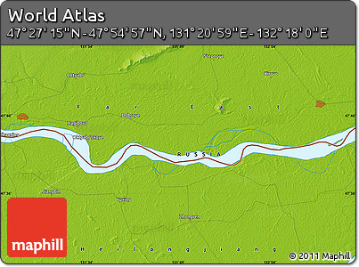 Physical Map of the Area around 47° 41' 6" N, 131° 49' 29" E