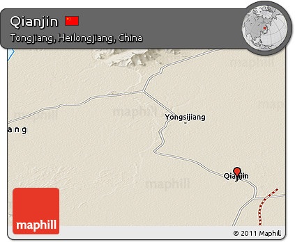 Shaded Relief Panoramic Map of Qianjin