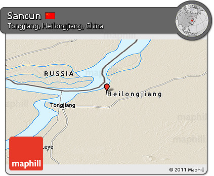 Shaded Relief Panoramic Map of Sancun