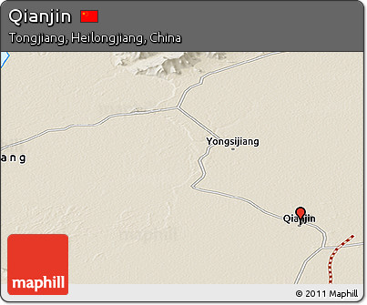 Shaded Relief Panoramic Map of Qianjin
