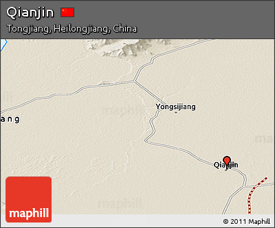 Shaded Relief Panoramic Map of Qianjin