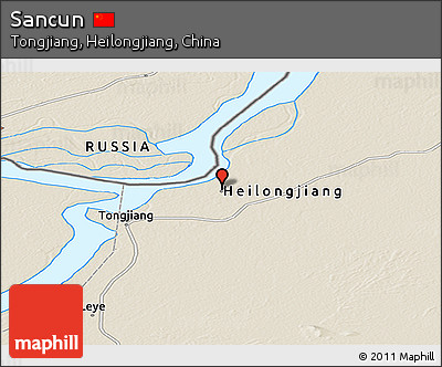 Shaded Relief Panoramic Map of Sancun