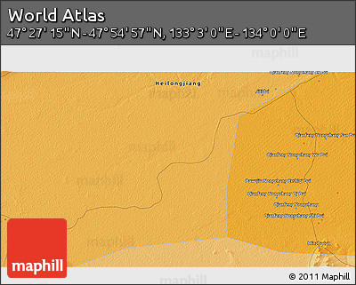 Political 3D Map of the Area around 47° 41' 6" N, 133° 31' 30" E