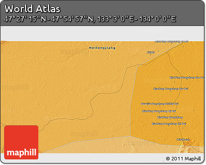 Political 3D Map of the Area around 47° 41' 6" N, 133° 31' 30" E