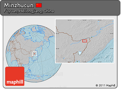 Gray Location Map of Minzhucun, hill shading