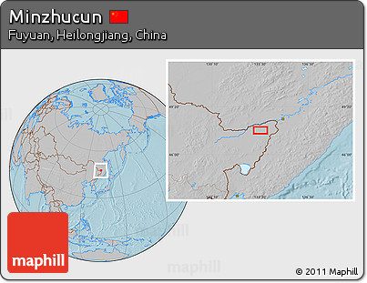 Gray Location Map of Minzhucun, hill shading
