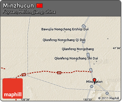 Shaded Relief Map of Minzhucun