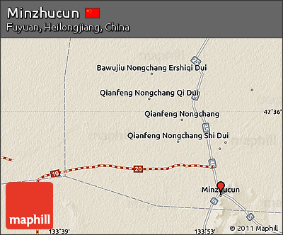 Shaded Relief Map of Minzhucun