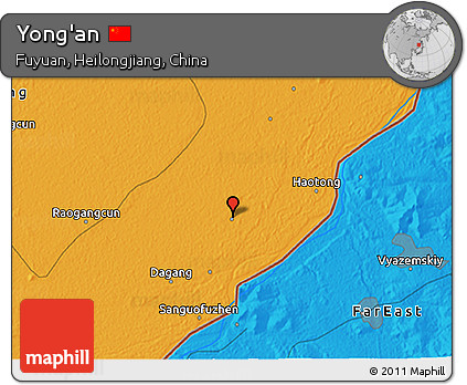 Political 3D Map of Yong'an