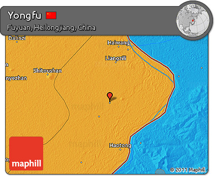 Political 3D Map of Yongfu