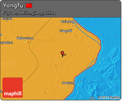 Political 3D Map of Yongfu