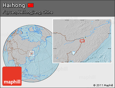 Gray Location Map of Haihong, hill shading