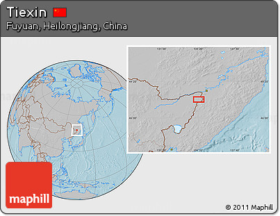 Gray Location Map of Tiexin, hill shading