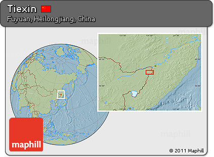 Savanna Style Location Map of Tiexin, hill shading