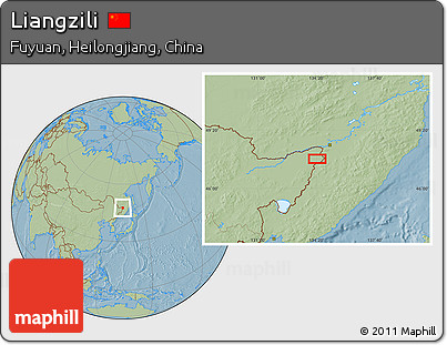 Savanna Style Location Map of Liangzili, hill shading